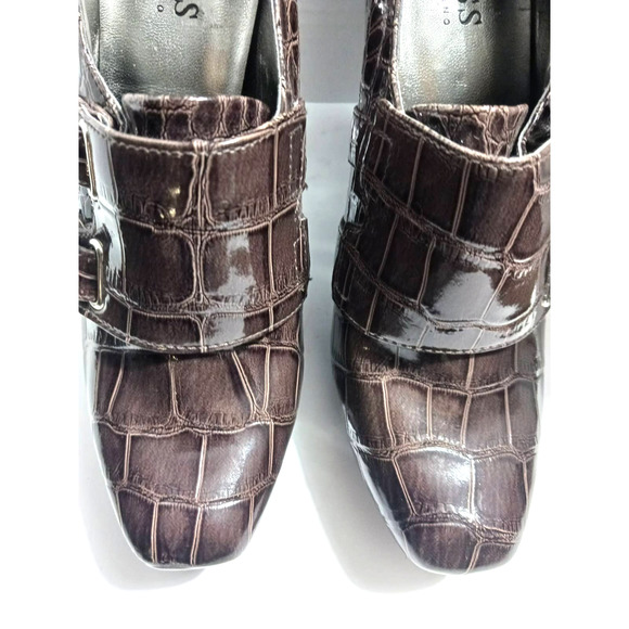 Guess by Marciano Animal Print Front Side Buckle Brown Size 5M About 4.5" Heels - Picture 3 of 11